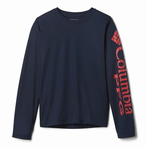 Columbia Camisas PFG Terminal Tackle™ Manga Larga Tee Niña Azul Marino/Rojos (792XVKMHT)